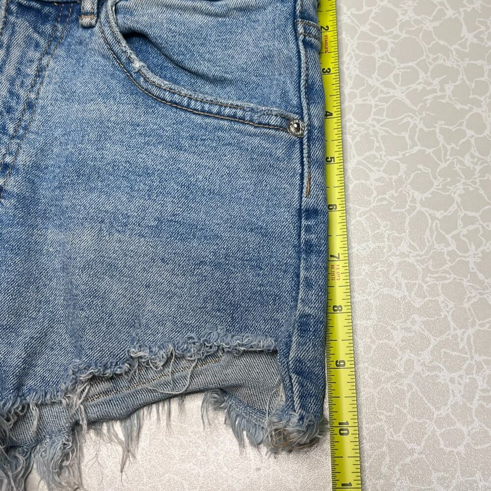 ZARA High Rise Shorts Denim Jean Blue Ripped Size 4 - Picture 6 of 7